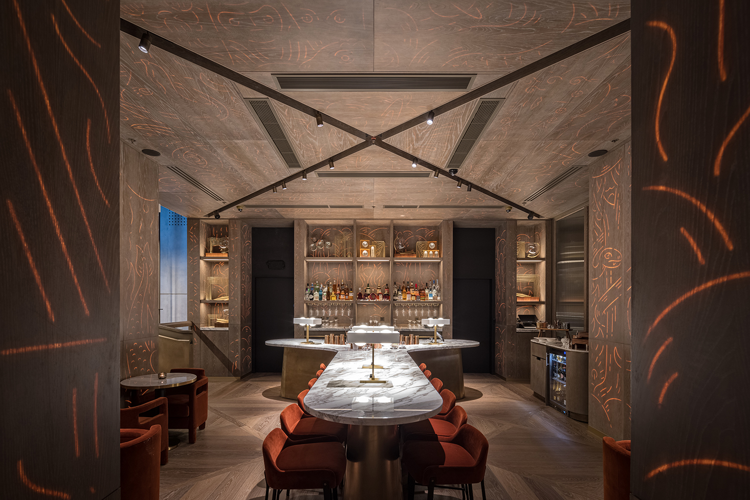 The Londoner Hotel Leicester Square interior with bespoke architectural LED lighting design